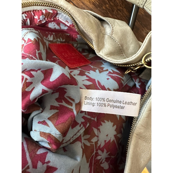 Hobo International Genuine Leather Shoulder Bag - Soft Gray | Floral Lining - Picture 6 of 10